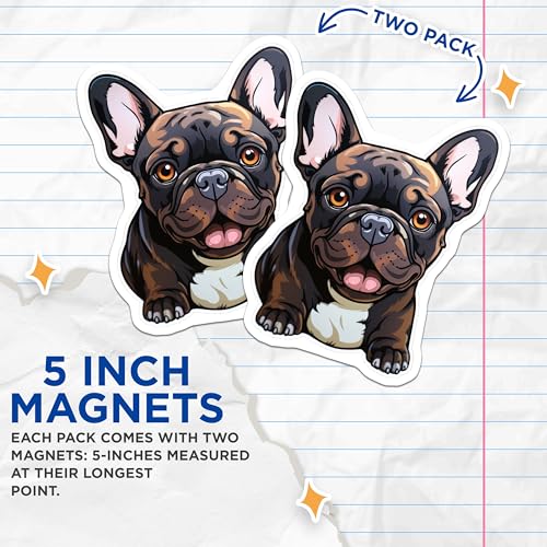 (2 Pack) French Bulldog Magnets - Cute Dog ations - Animal Lovers - Home - 5" On Longest Side - for Cars, Fridges, Toolboxes - Made in USA - MAG3933