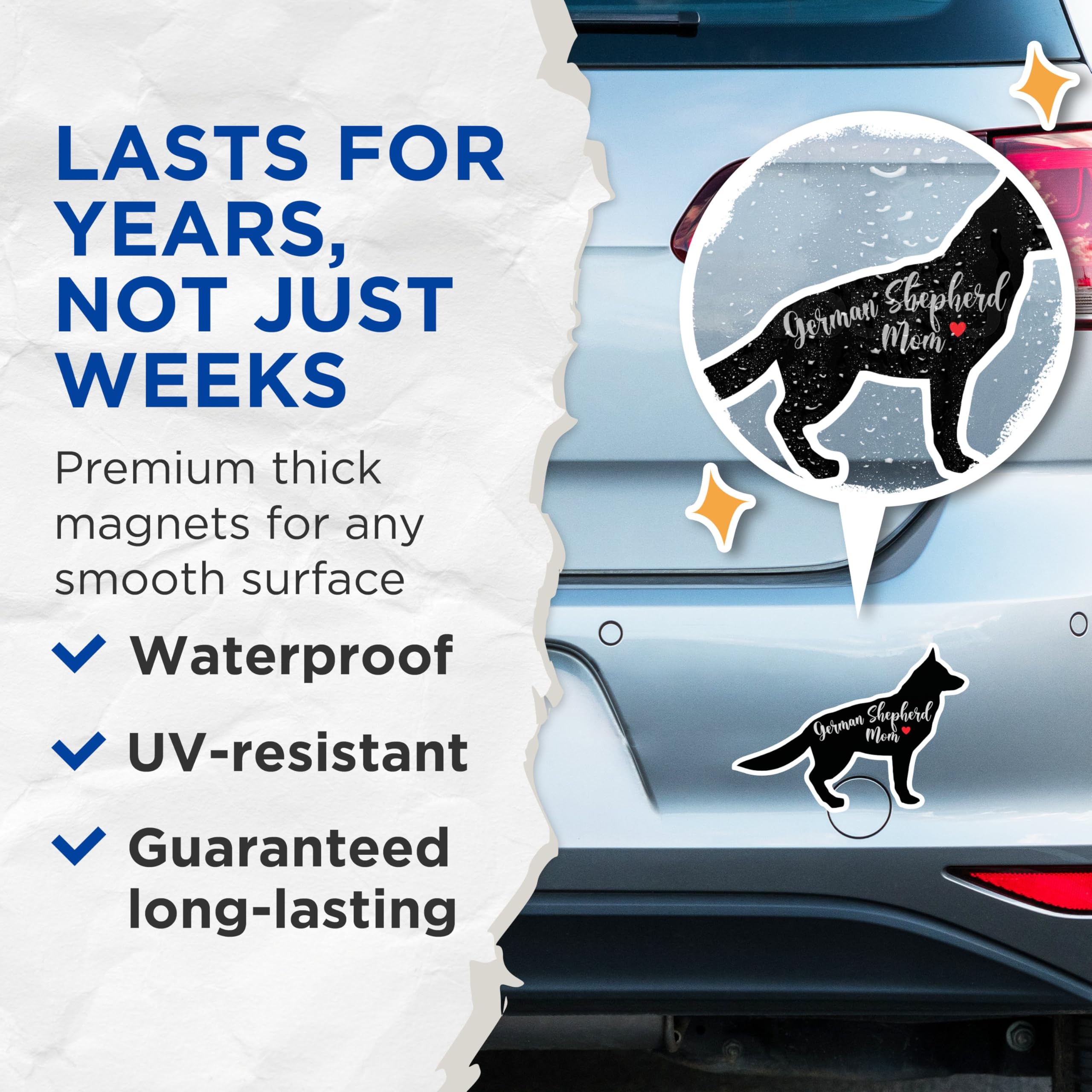 (2 Packs) German Shepherd Magnets - German Shepherd Dog Breed Magnets - 5 Inches On Longest Side - Premium Magnet - for Fridges, Toolboxes, Cars - Made in USA - MAG2474