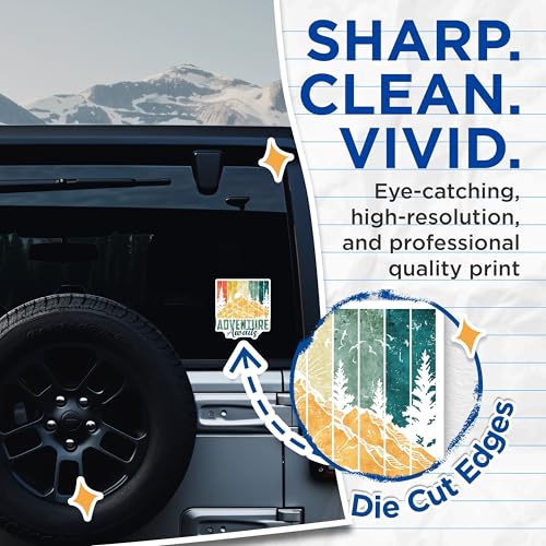 (2 Pack) Adventure Awaits Stickers - Travel Stickers - Outdoor Nature Adventure Stickers - 5" On Longest Side - Sticks to Smooth Flat Surfaces - Made in USA - BMCS4735