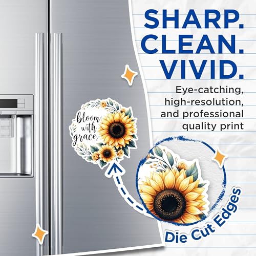 (2 Pack) Bloom with Grace Magnets - Inspirational Floral Magnets - Sunflower Art Magnets for Home- 5" On Longest Side - for Fridges, Toolboxes, Cars - Made in USA - MAG2901