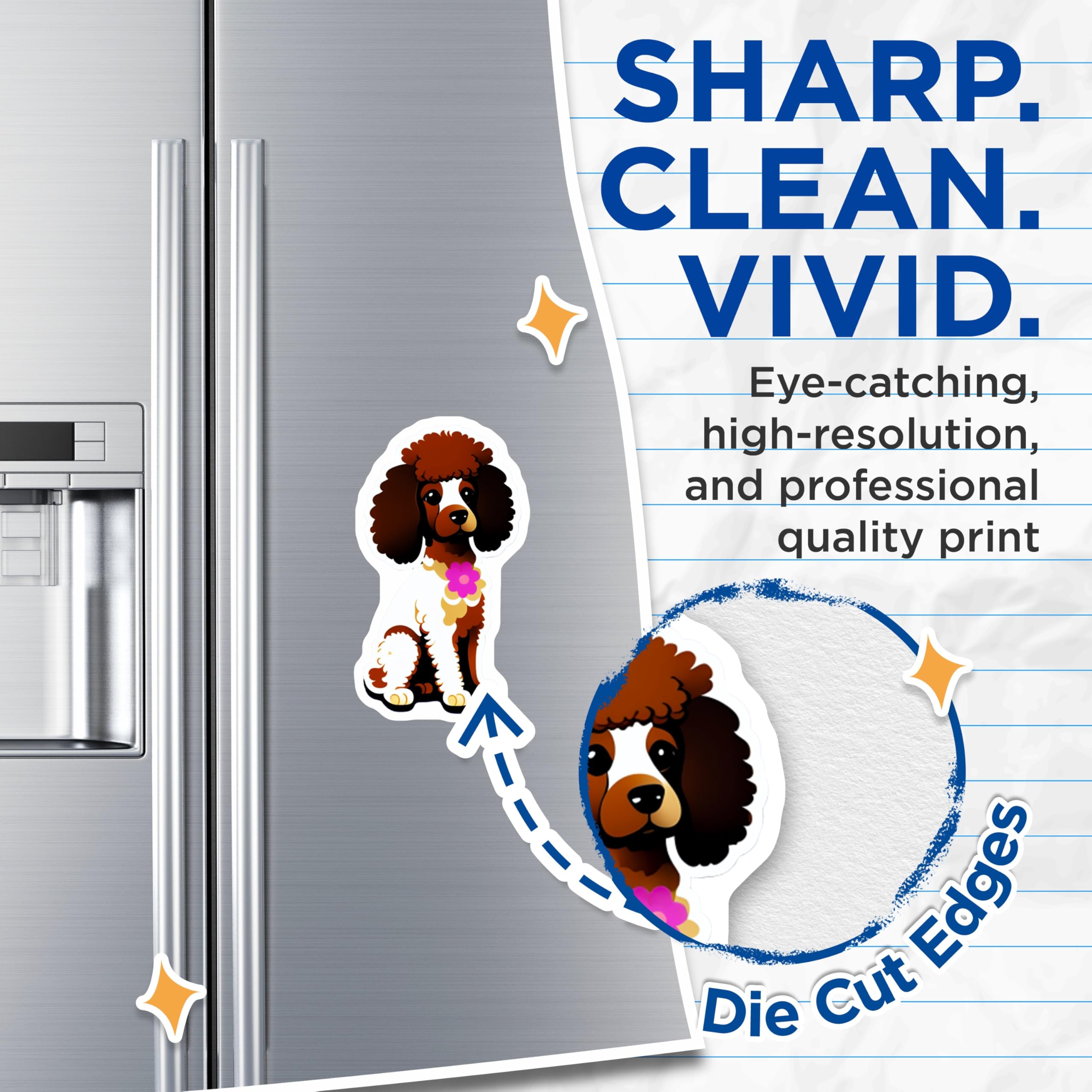 (2 Pack) Cartoon Poodle Dog Magnets - Sweet Puppy Pet Lover Accessory - Animal Art Kitchen Refrigerator Display Magnets - 5 Inches On Longest Side - Thick Durable Magnet - Made in USA - MAG22098