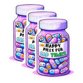 (3 Pack) Happy Pills Decals - Mental Health - Laptop Decals - 3 Inches On Longest Side - Easy Peel & Apply - Made in USA - 3MCS6270