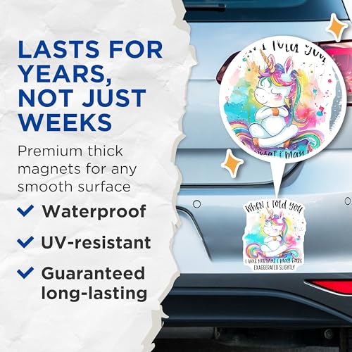 (2 Pack) Funny Unicorn Magnets - Colorful Fridge Magnets - Unique Unicorn Magnets - Fun Home Accessories - 5" On Longest Side - for Cars, Fridges, Toolboxes - Made in USA - MAG4371