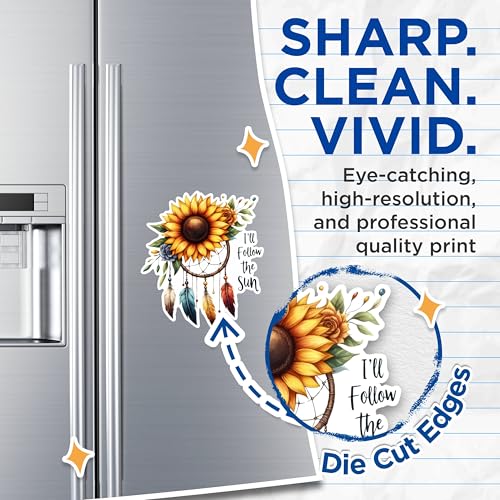 (2 Pack) Sunflower Dreamcatcher Magnets - Floral Inspirational Magnets - Bohemian Home Decor Magnets- 5" On Longest Side - for Fridges, Toolboxes, Cars - Made in USA - MAG2569