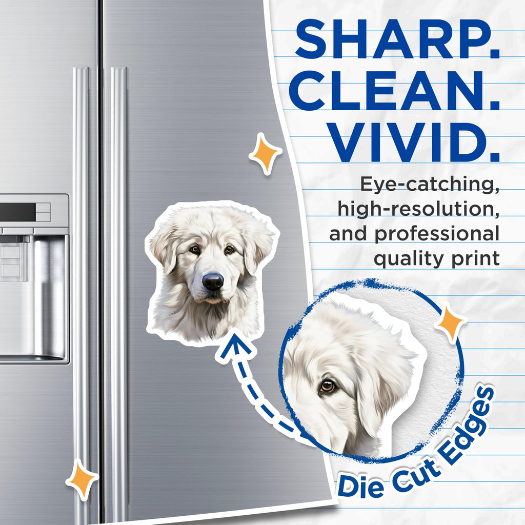 (2 Pack) Great Pyrenees Dog Magnets - Cute Pet Lover Refrigerator Decor - Fluffy White Dog Owner Present - 5 Inches On Longest Side - Thick Durable Magnet - Made in USA - MAG26288
