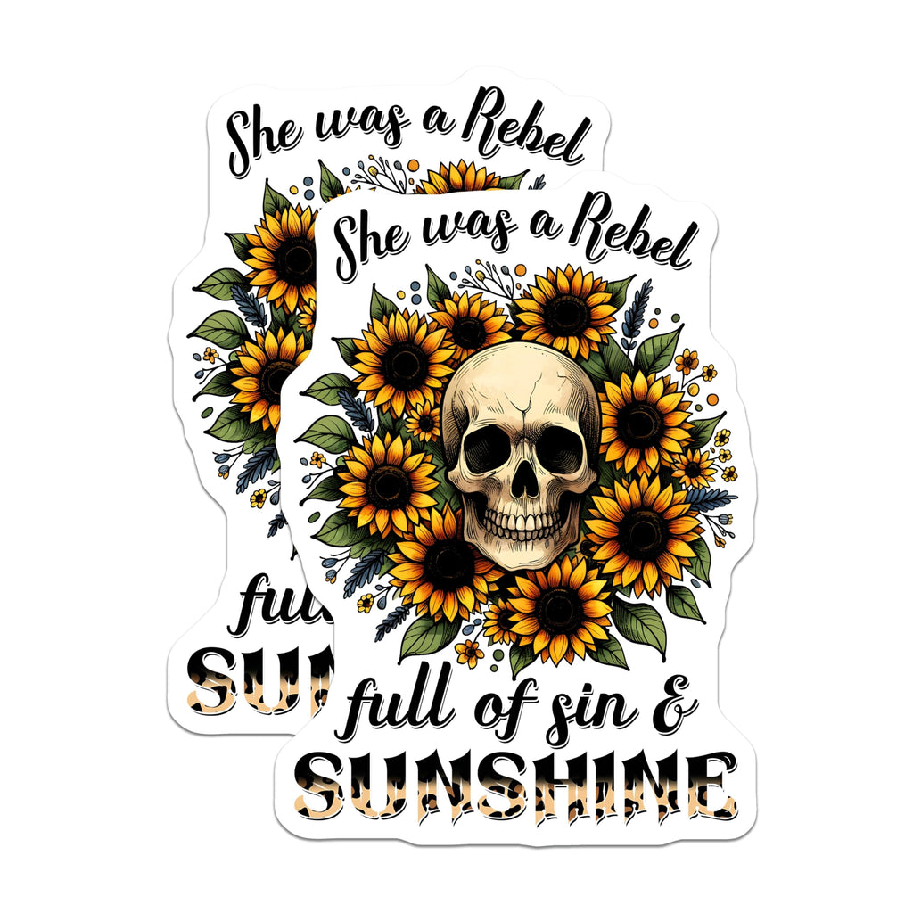 (2 Pack) Sunflower Skull Magnets - Rebel Sin Sunshine - Decorative Fridge Magnets - 5" On Longest Side - Premium Magnet - for Cars, Refrigerators, Toolboxes, Lockers - Made in USA - MAG15365