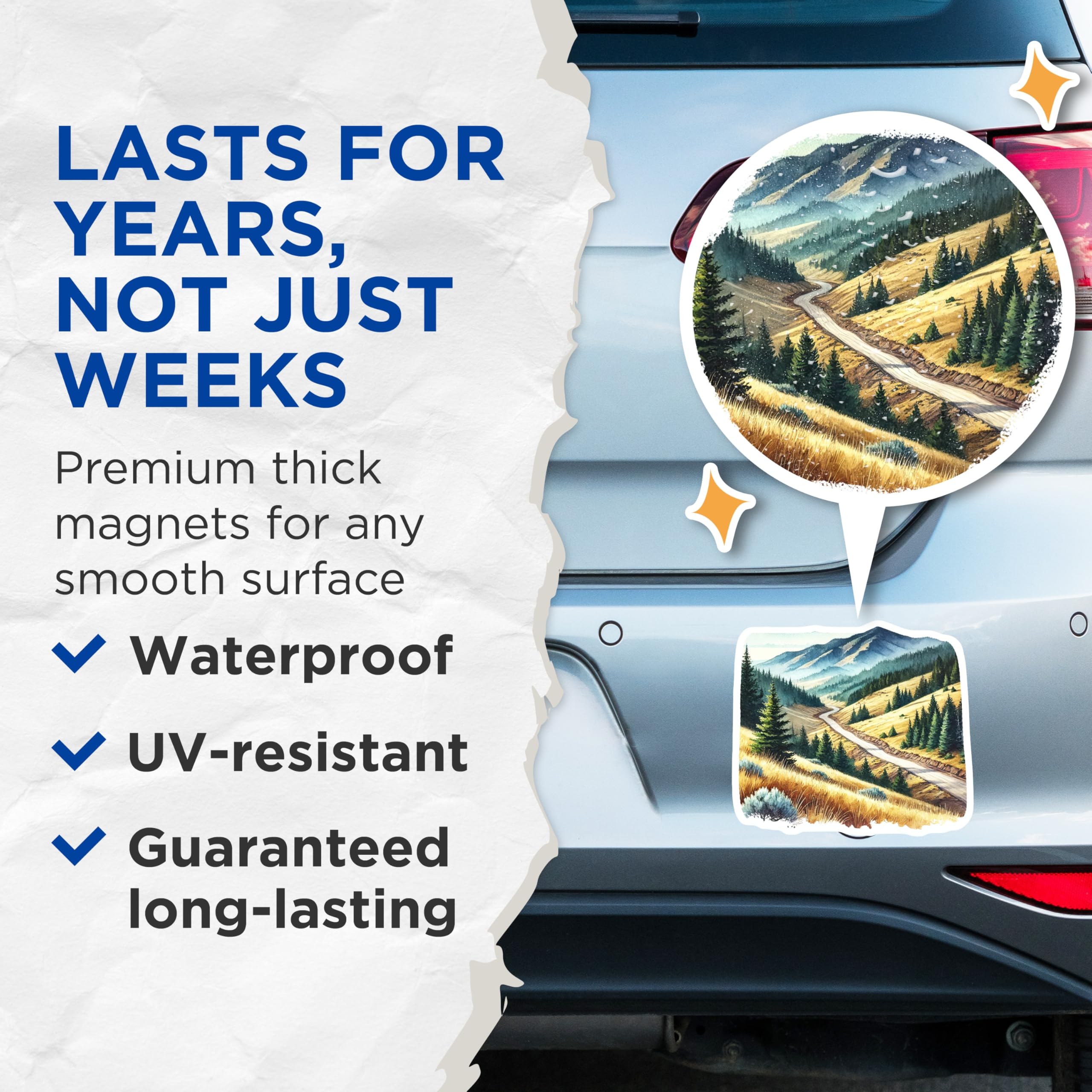 (2 Pack) Mountain Road Magnets - Landscape Decor - Scenic Route Fridge Accessories - 5" On Longest Side - Premium Magnet - for Cars, Refrigerators, Toolboxes, Lockers - Made in USA - MAG18902