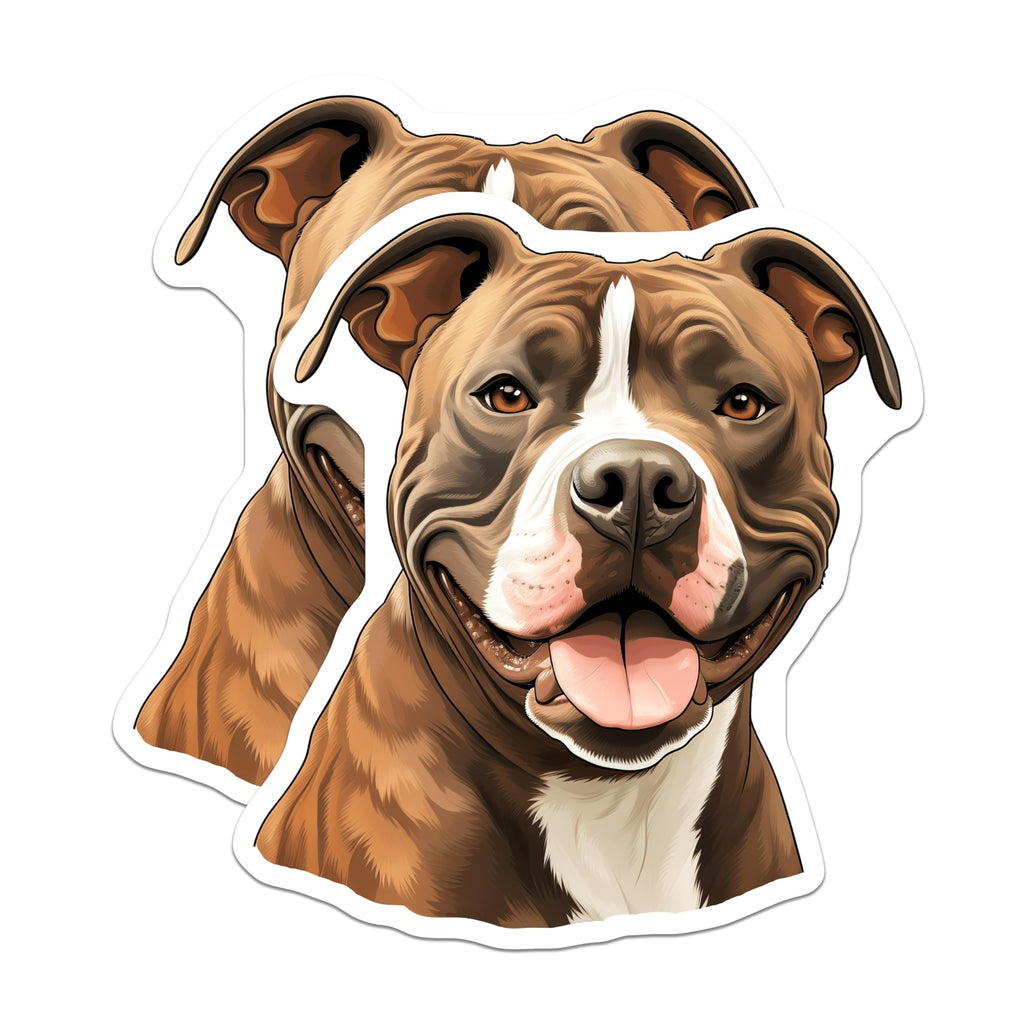 (2 Pack) Happy Pitbull Magnets - Smiling Dog Lover Decor - Pet Owner Fridge Accent - 5 Inches On Longest Side - Thick Durable Magnet - Made in USA - MAG29003