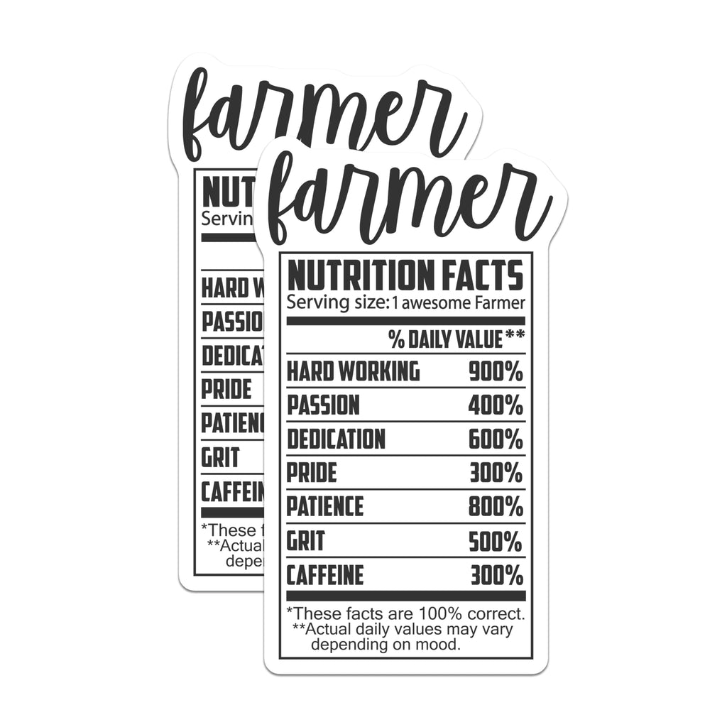 (2 Pack) Farmer Magnets - Nutrition Facts Humor - Refrigerator Magnets - 5" On Longest Side - Premium Magnet - for Cars, Refrigerators, Toolboxes, Lockers - Made in USA - MAG15658