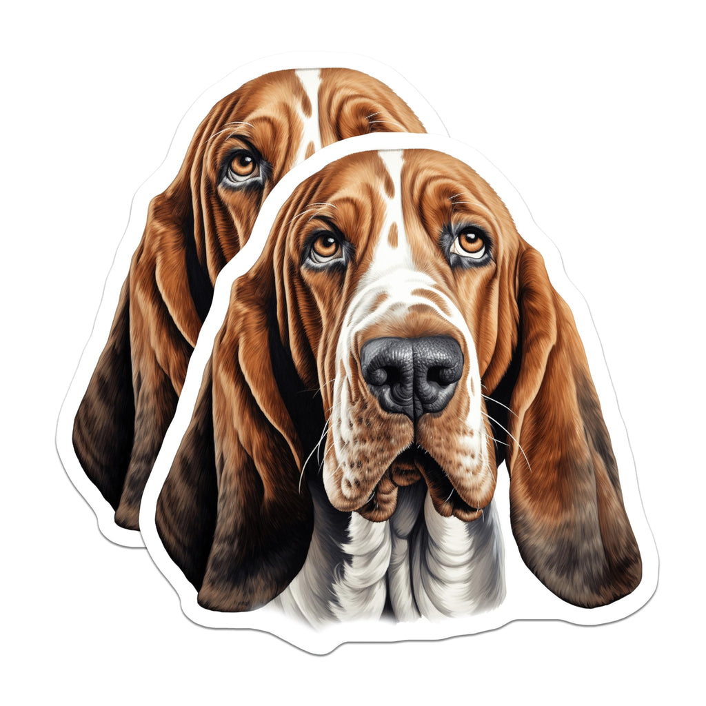 (2 Pack) Basset Hound Magnets - Adorable Dog Breed Refrigerator Decor - Canine Pet Owner Artwork - Unique Animal Houseware - 5 Inches On Longest Side - Thick Durable Magnet - Made in USA - MAG23912