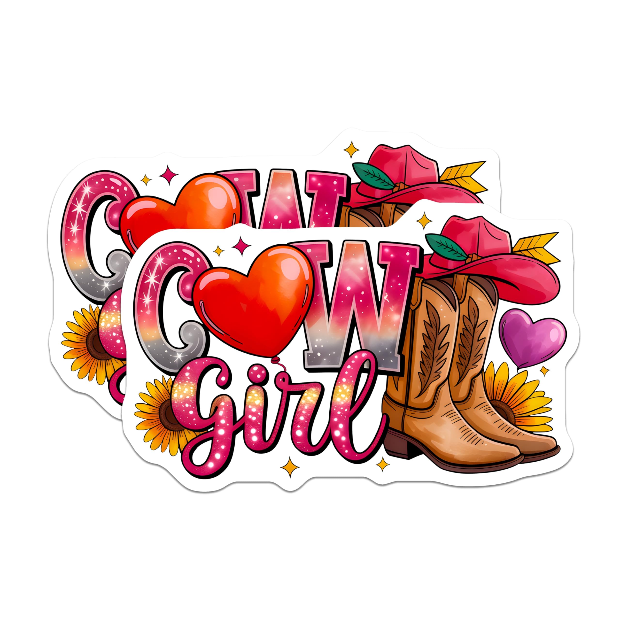 (2 Pack) Cowgirl Aesthetic Magnets - Western Boots Hat Sunflowers - Nashville Bachelorette Decor for Her - 5 Inches On Longest Side - Thick Durable Magnet - Made in USA - MAG29061