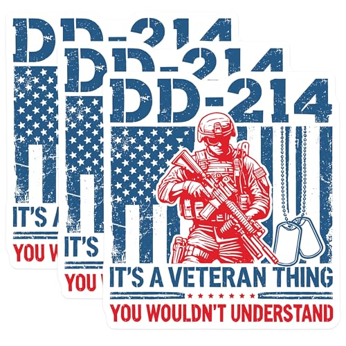 (3 Pack) DD-214 Veteran Decals - Its A Veteran Thing - Military Decals - 3 Inches On Longest Side - Easy Peel & Apply - Made in USA - 3MCS4490