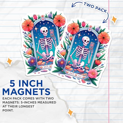 (2 Pack) Vibrant Floral Art Magnet - Fun Fridge Decor - 5" On Longest Side - Sticks to Smooth Flat Surfaces - Made in USA - MAG9406
