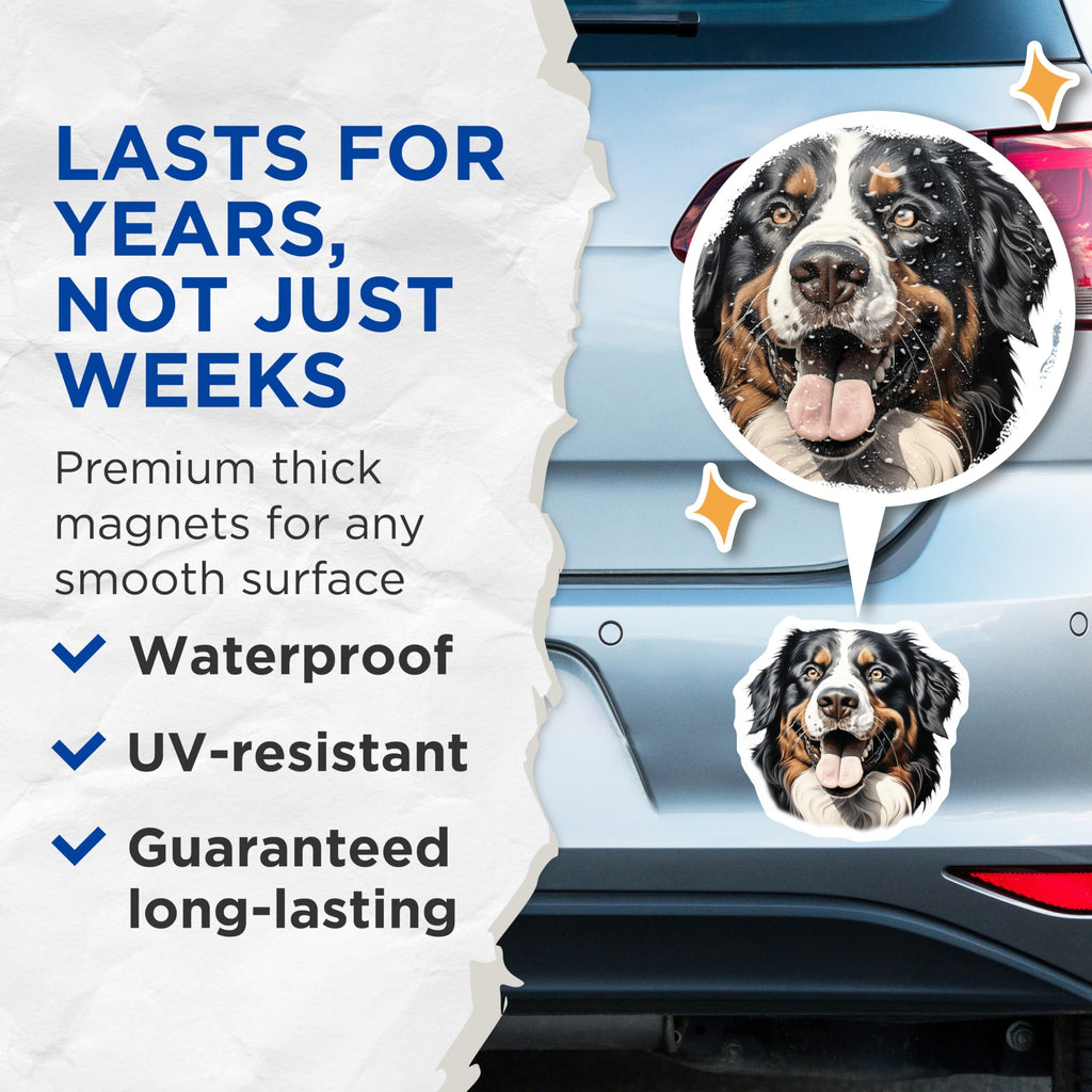 (2 Pack) Bernese Mountain Dog Magnets - Dog Lover Decor - Pet Parent Supplies - 5 Inches On Longest Side - Thick Durable Magnet - Made in USA - MAG29757