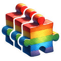 (3 Pack) Puzzle Piece Decals - Rainbow Pride Stickers - Laptop Decal- 3 Inches On Longest Side - Easy Peel & Apply - Made in USA - 3MCS5271