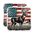 (2 Pack) Deer Animal Stickers - American Flag Art - Nature Wildlife Decal - 5" On Longest Side - Sticks to Smooth Flat Surfaces - Made in USA - BMCS6955