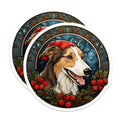 (2 Pack) Christmas Dog Magnets - Border Collie Pet Decor - Santa Hat Canine Art - Festive Fridge Adornment - 5 Inches On Longest Side - Thick Durable Magnet - Made in USA - MAG26685