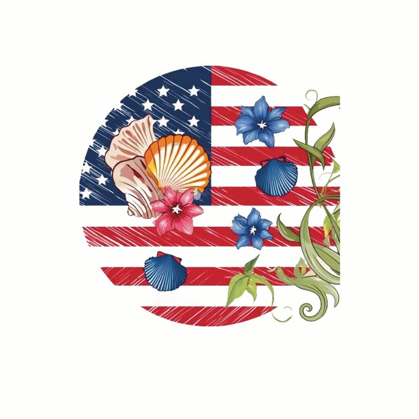 (3 Pack) American Flag Seashell Decals - Patriotic Ocean Decor - USA Nautical Theme - 3 Inches On Longest Side - Easy Peel & Apply - Made in USA - 3MCS7754