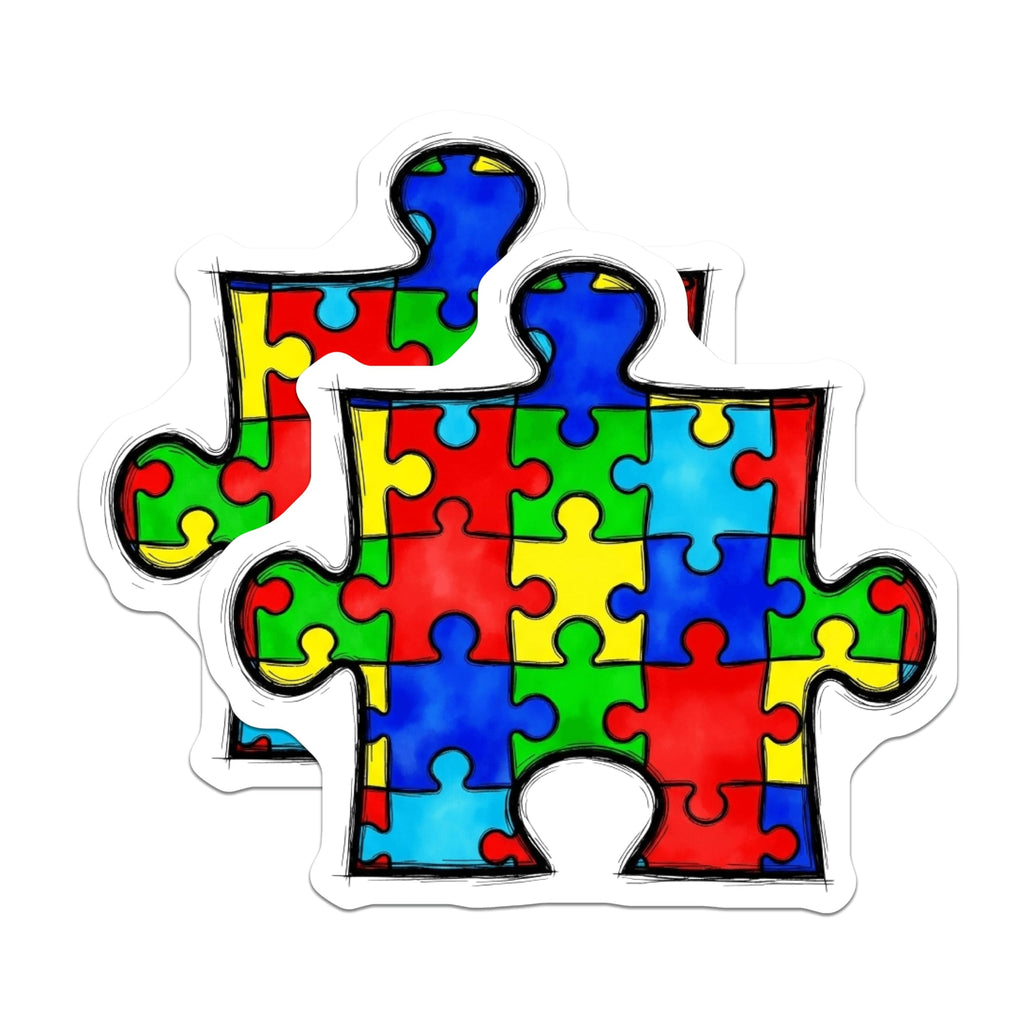 (2 Pack) Autism Awareness Puzzle Magnets - Neurodiversity Support Decor - Special Needs Inclusion Art - Fridge Car Magnets - 5 Inches On Longest Side - Thick Durable Magnet - Made in USA - MAG20395