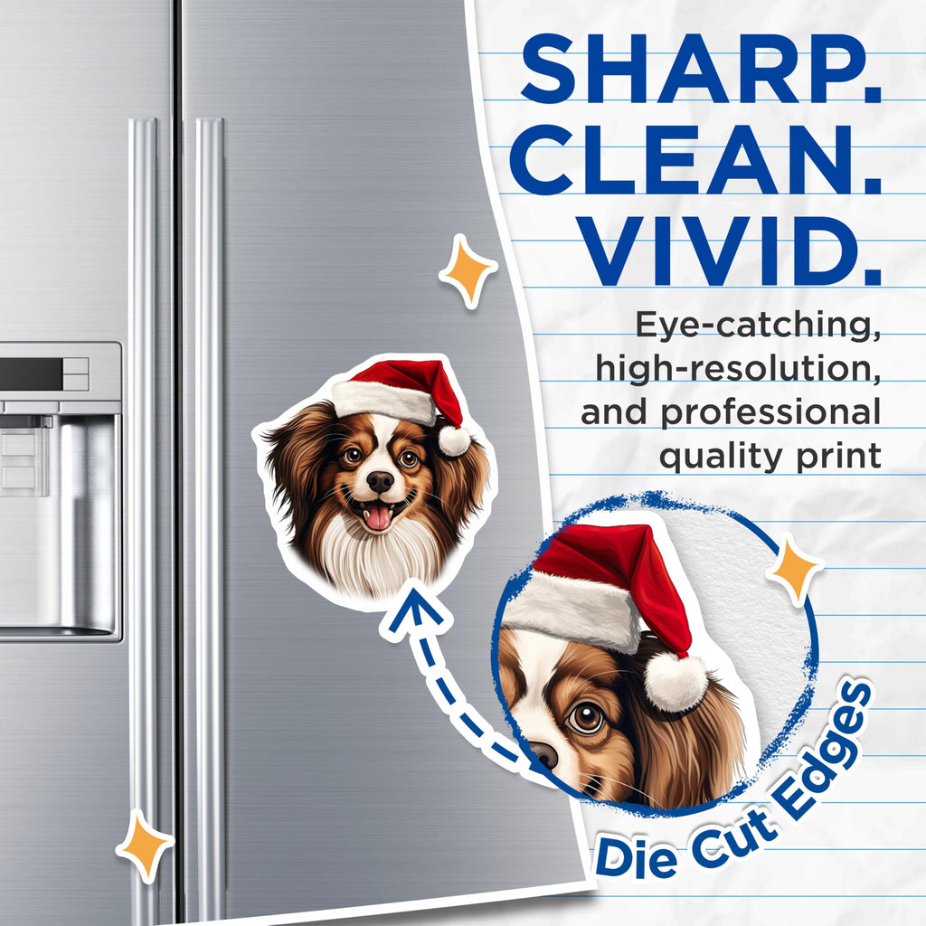 (2 Pack) Christmas Dog Magnets - Santa Hat Dog - Festive Pet Decor - 5 Inches On Longest Side - Thick Durable Magnet - Made in USA - MAG27849