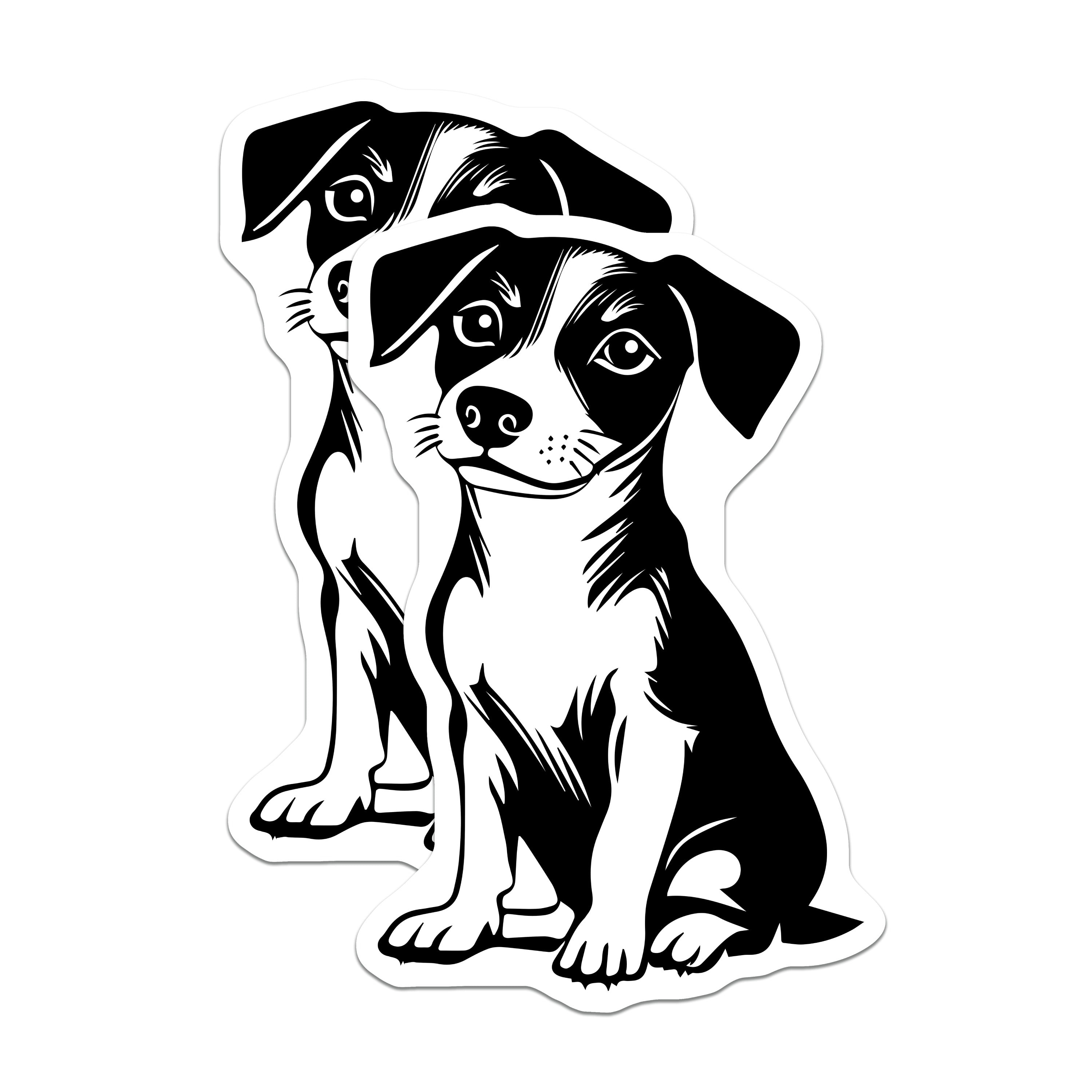 (2 Pack) Black White Puppy Magnets - Adorable Dog Decor - Pet Animal Refrigerator Locker Magnets - Cute Art - 5 Inches On Longest Side - Thick Durable Magnet - Made in USA - MAG37386