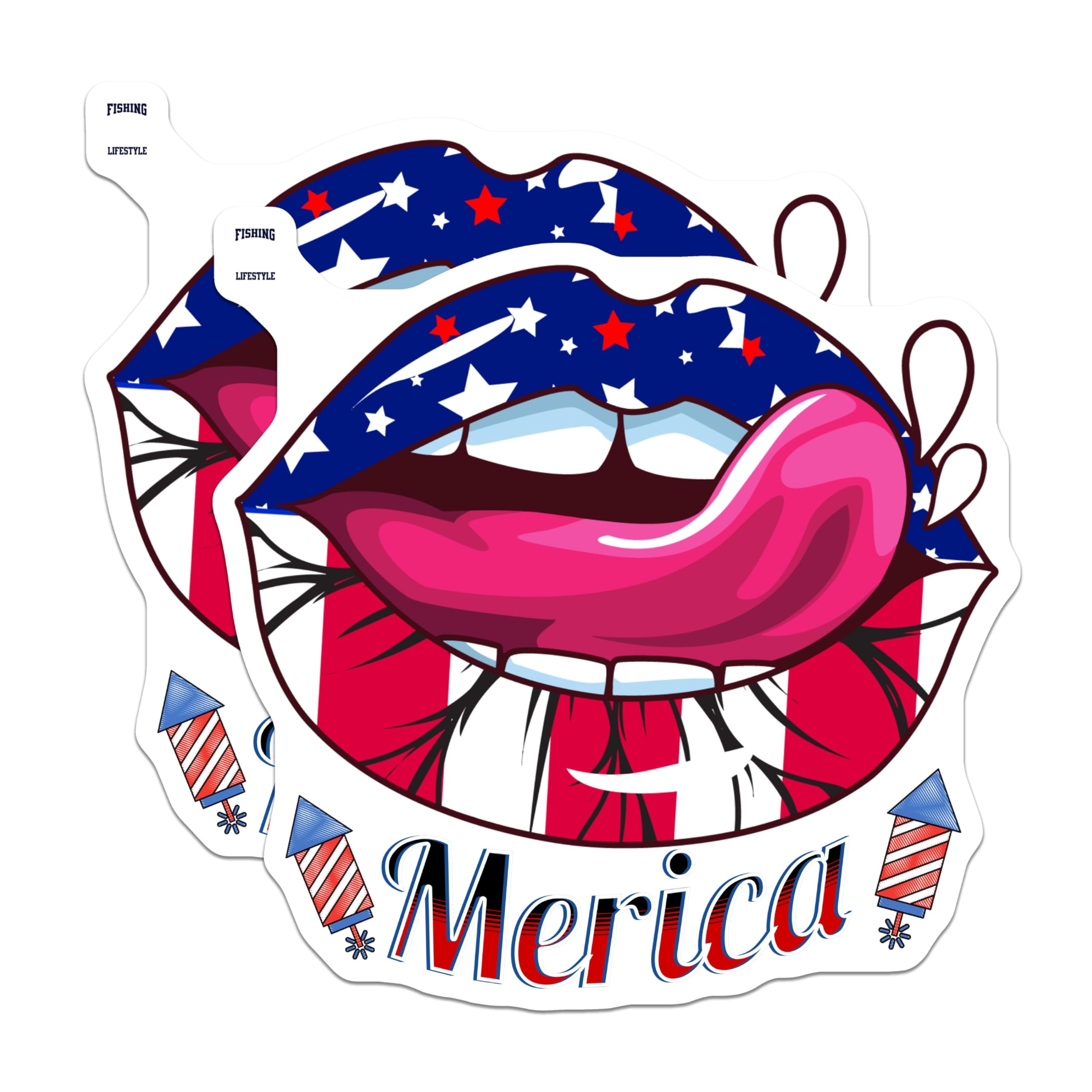 (2 Pack) American Flag Lips Magnets - Patriotic Tongue Out Magnets - USA Independence Day Magnets - 5" On Longest Side - for Cars, Refrigerators, Toolboxes, Lockers - Made in USA MAG3603