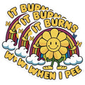 (3 Pack) It Burns When I Pee Decals - Funny Flower - Rainbow Laptop Decals - 3 Inches On Longest Side - Easy Peel & Apply - Made in USA - 3MCS0950