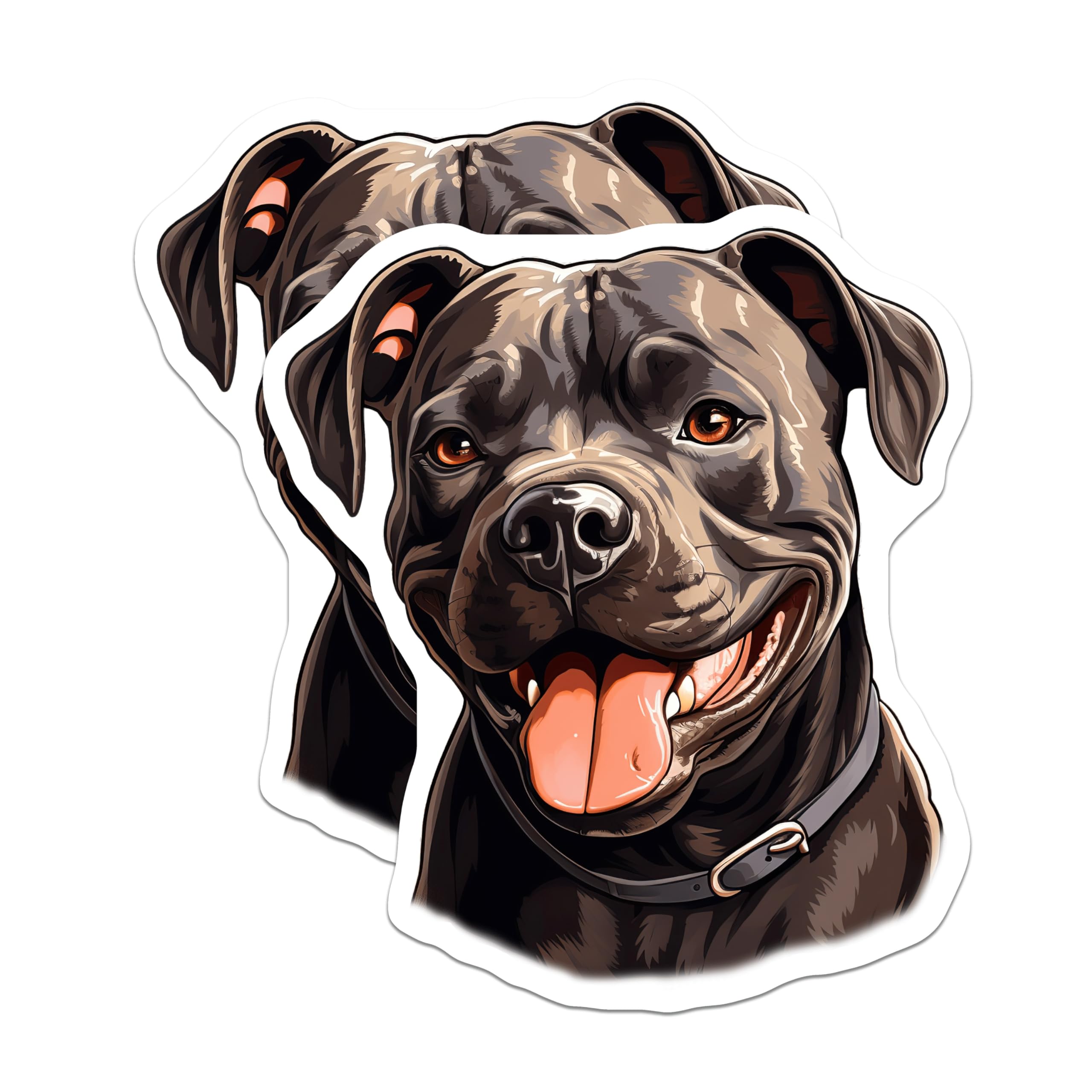 (2 Pack) Smiling Pitbull Magnets - Happy Bully Breed Dog Decor - Pet Lover Car Refrigerator Locker Accessories - 5 Inches On Longest Side - Thick Durable Magnet - Made in USA - MAG29572