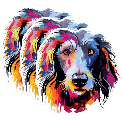 (3 Pack) Colorful Dog Decals - Border Collie Decals - Laptop Decal - 3 Inches On Longest Side - Easy Peel & Apply - Made in USA - 3MCS0815