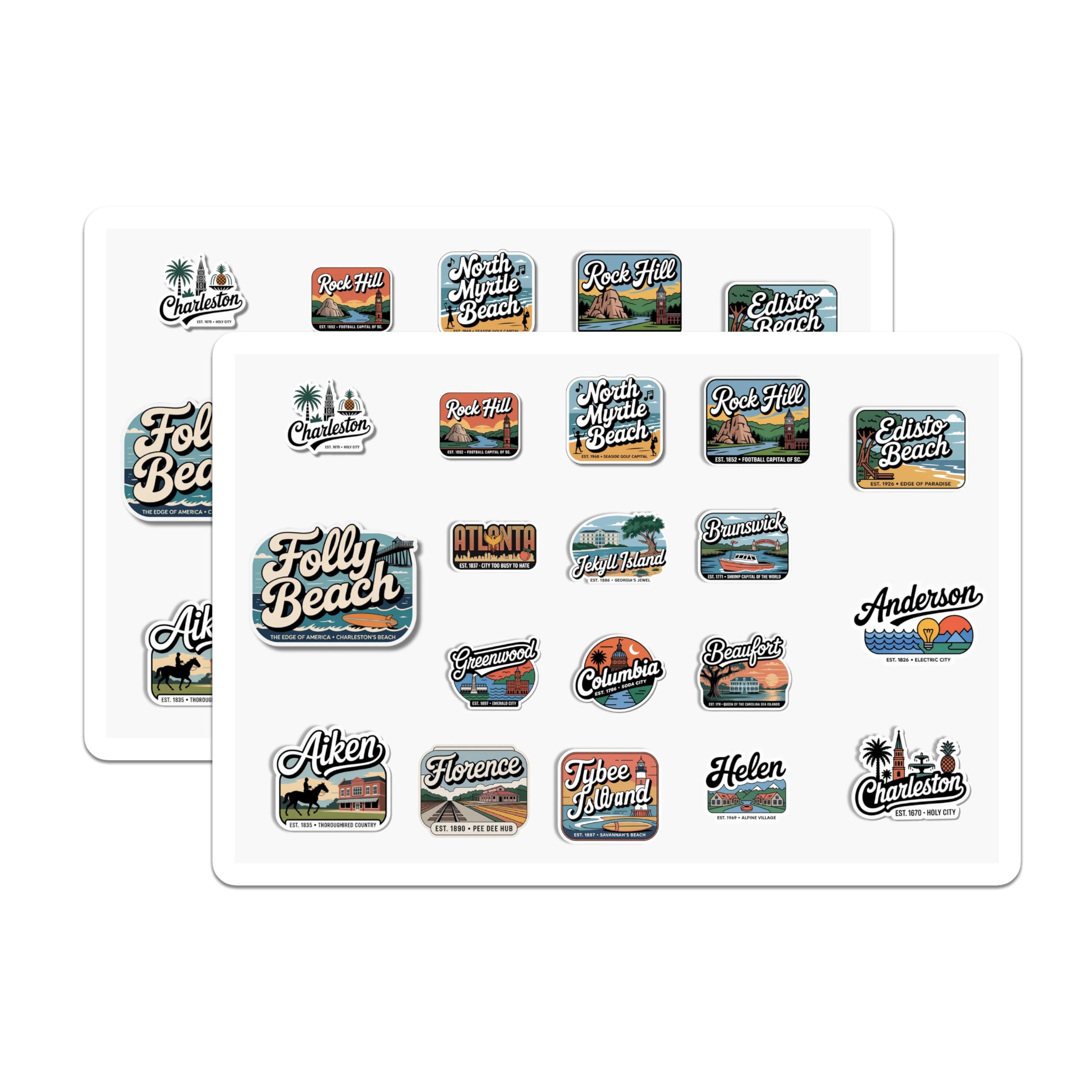 (2 Pack) City Travel Stickers - State Pride Stickers - Souvenir Stickers - 5" On Longest Side - Sticks to Smooth Flat Surfaces - Made in USA - BMCS18662