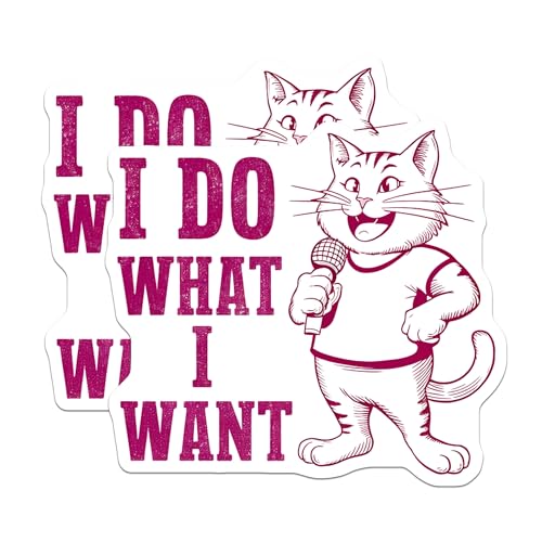 (2 Pack) Cat Stickers - Funny Quote Sticker - I Do What I Want Sticker Pack for Laptops - Decals for Water Bottles - 5" On Longest Side - Sticks to Smooth Flat Surfaces - Made in USA - BMCS5912