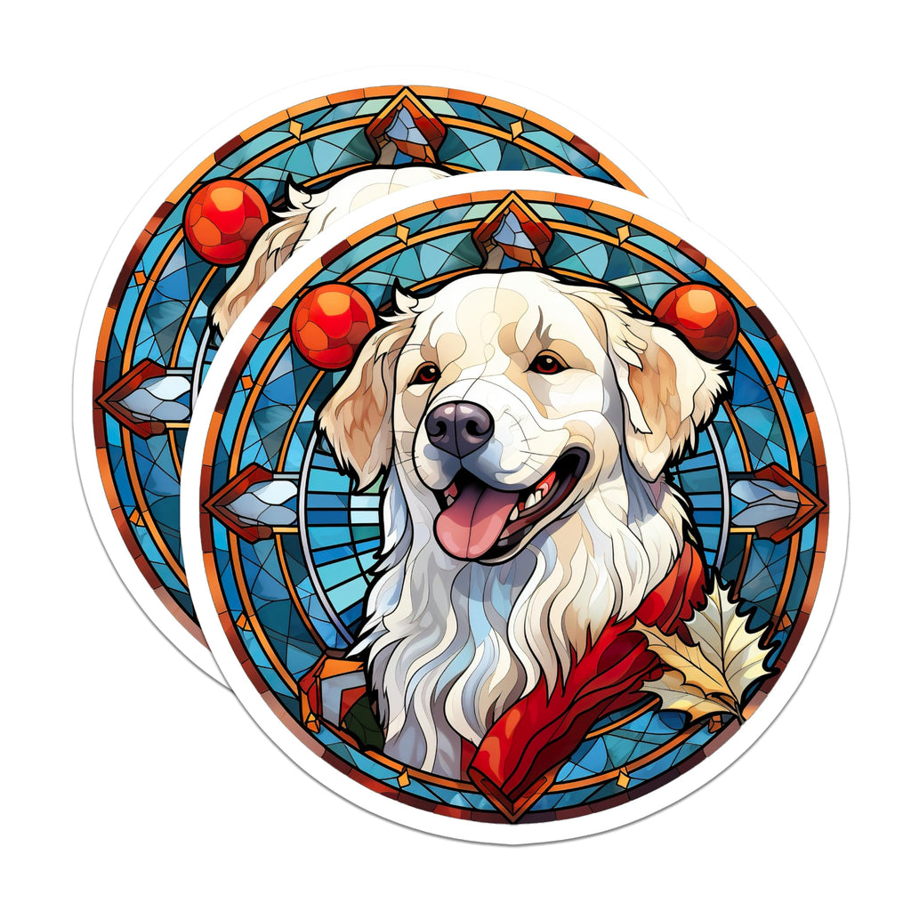 (2 Pack) Golden Retriever Magnets - Stained Glass Dog Art - Happy Canine Decor - Autumn Pet Lover Refrigerator Accessory - 5 Inches On Longest Side - Thick Durable Magnet - Made in USA - MAG24742