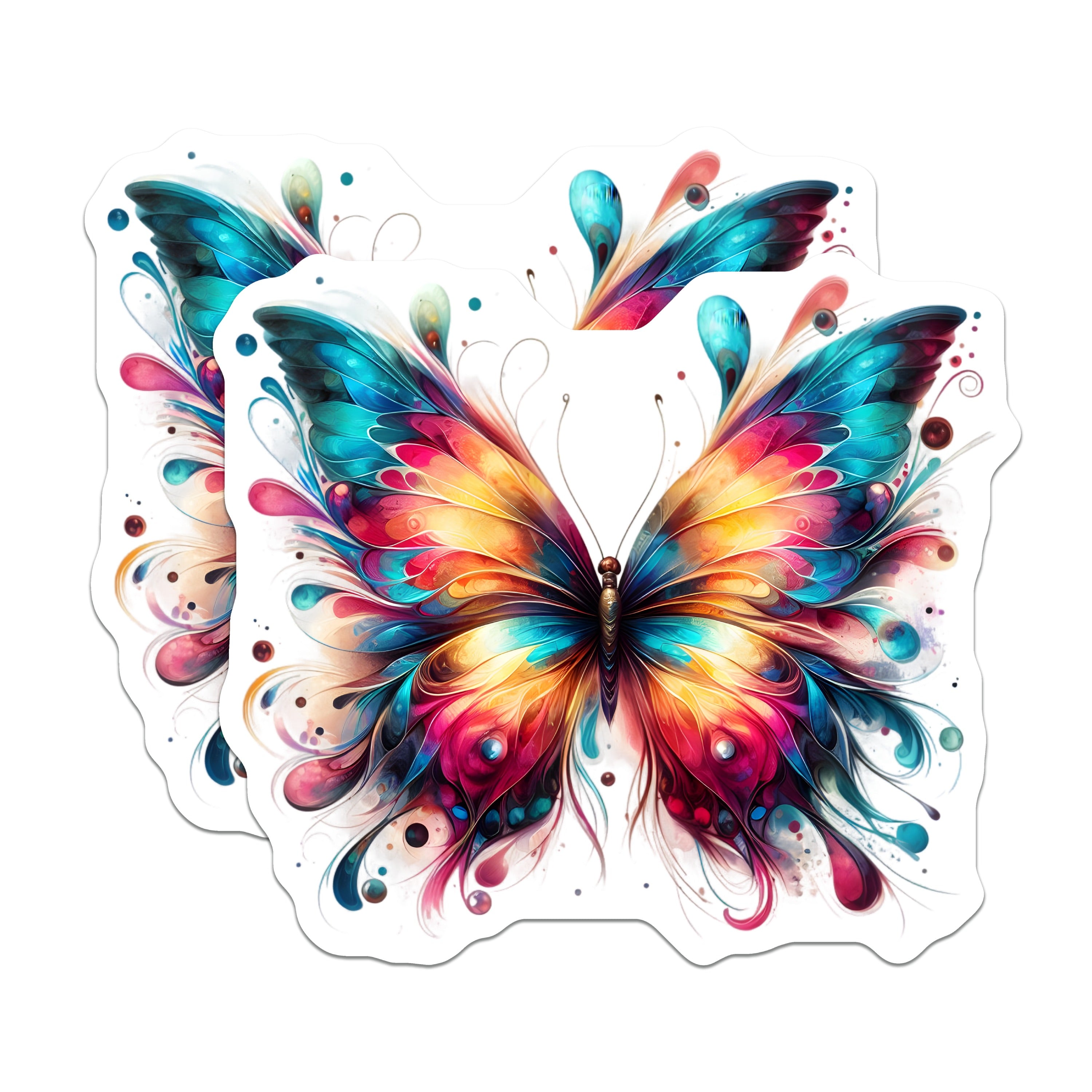 (2 Pack) Vibrant Butterfly Magnets - Colorful Fridge Decor - Whimsical Art Accent - 5 Inches On Longest Side - Thick Durable Magnet - Made in USA - MAG36269