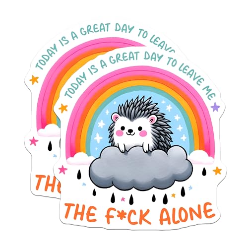 (2 Pack) Funny Hedgehog Magnets - Leave Me Alone - Humorous Hedgehog Design - Quirky Home Decor - 5" On Longest Side - for Cars, Fridges, Toolboxes - Made in USA - MAG7507