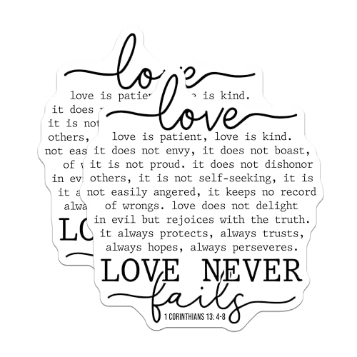 (2 Pack) Love is Patient Love is Kind Stickers - Inspirational Quote - Positive Affirmations - 5" On Longest Side - Sticks to Smooth Flat Surfaces - Made in USA - BMCS6174