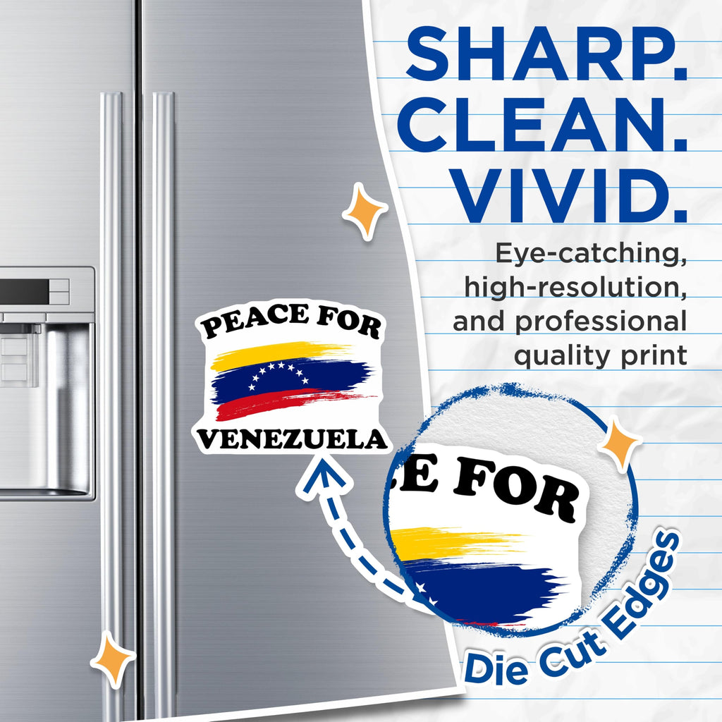 (2 Pack) Peace for Venezuela Magnets - Venezuelan Flag - Patriotic Pride Magnets - 5" On Longest Side - Premium Magnet - for Cars, Refrigerators, Toolboxes, Lockers - Made in USA - MAG17210
