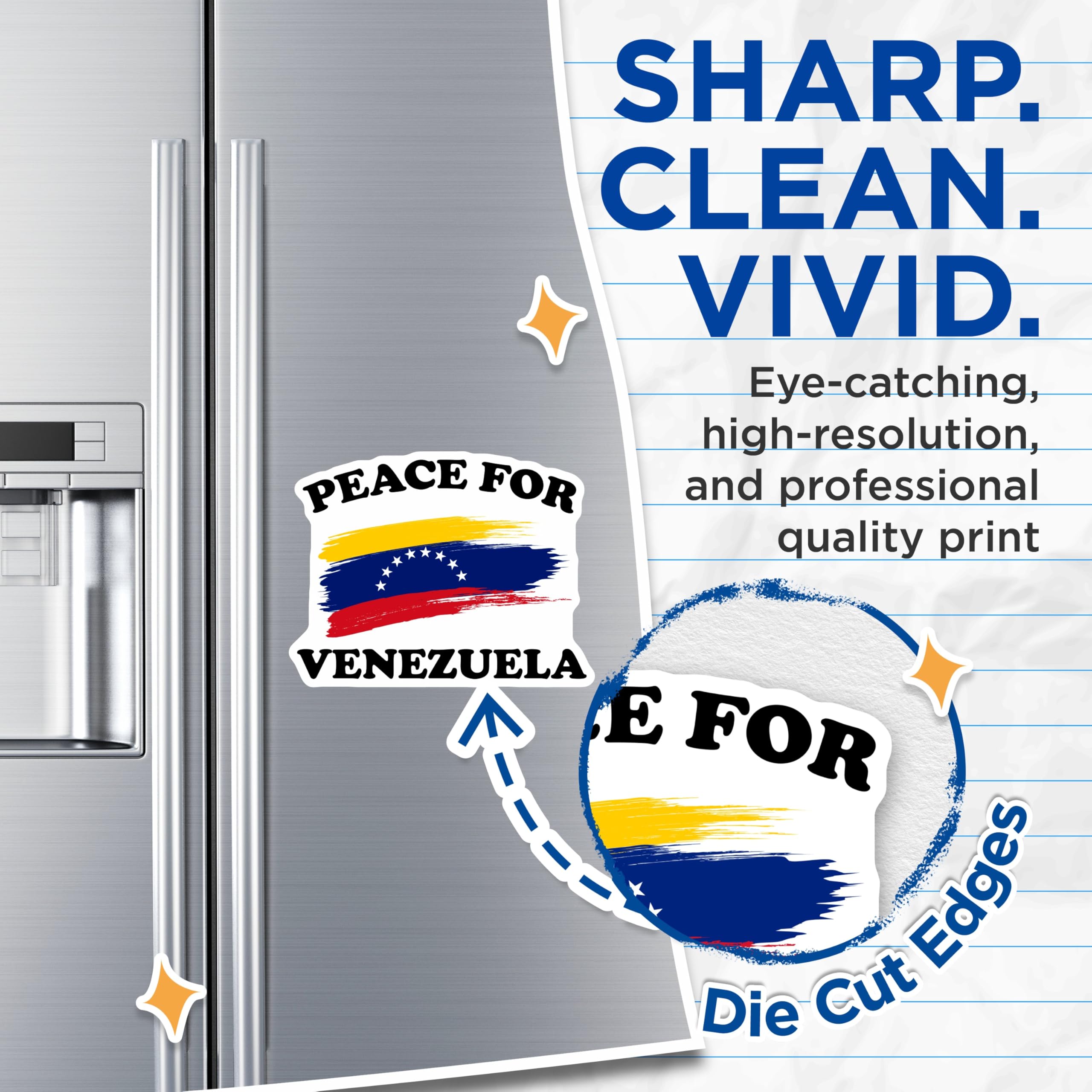 (2 Pack) Peace for Venezuela Magnets - Venezuelan Flag - Patriotic Pride Magnets - 5" On Longest Side - Premium Magnet - for Cars, Refrigerators, Toolboxes, Lockers - Made in USA - MAG17210