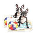 (2 Pack) French Bulldog Magnets - Summer Beach Dog Lover - Pet Parent Fridge Accessory Kitchen Art - 5 Inches On Longest Side - Thick Durable Magnet - Made in USA - MAG37100