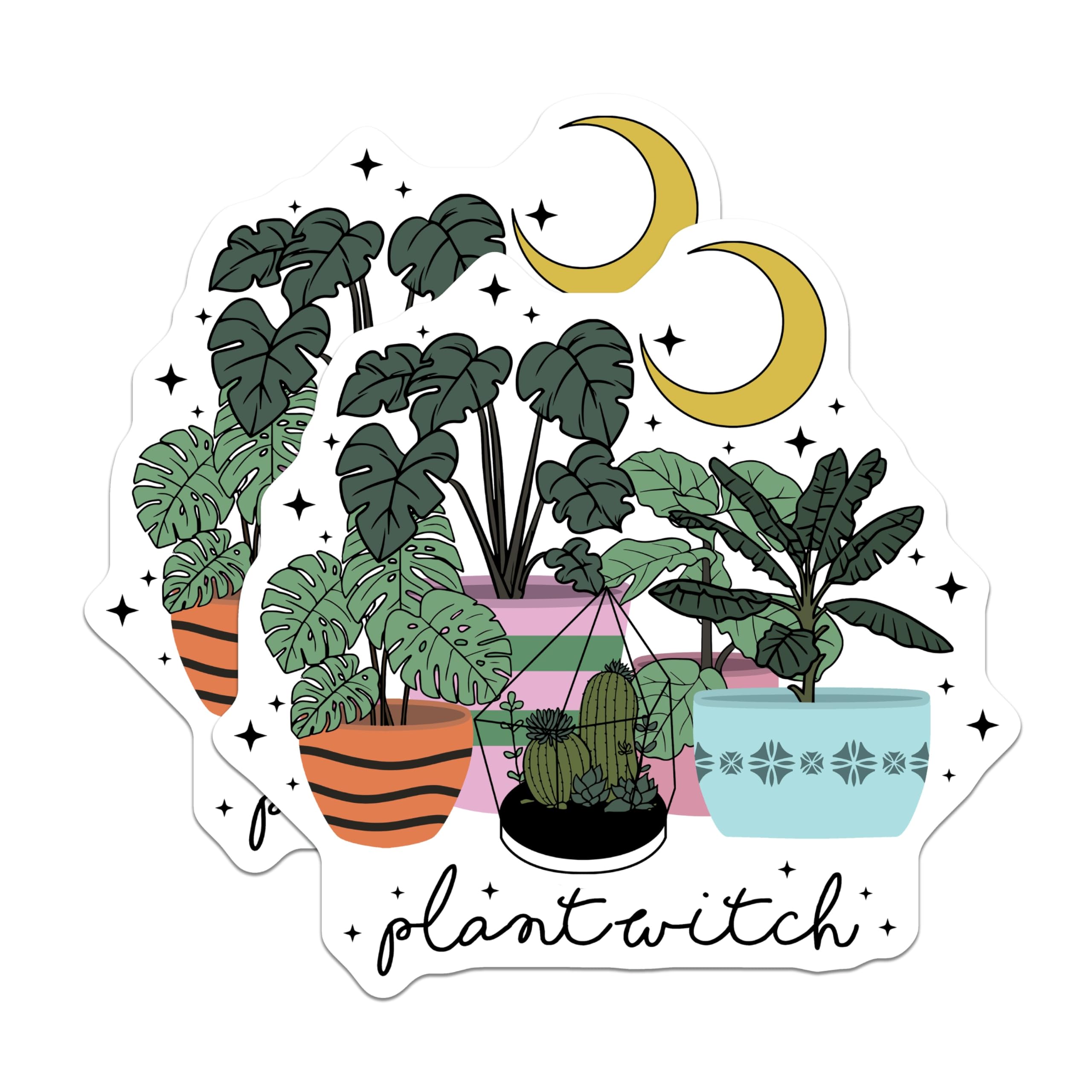 (2 Pack) Plant Witch Magnets - Plants Lover Decor - Home Garden Decoration - 5" On Longest Side - Premium Magnet - for Cars, Refrigerators, Toolboxes, Lockers - Made in USA - MAG17782