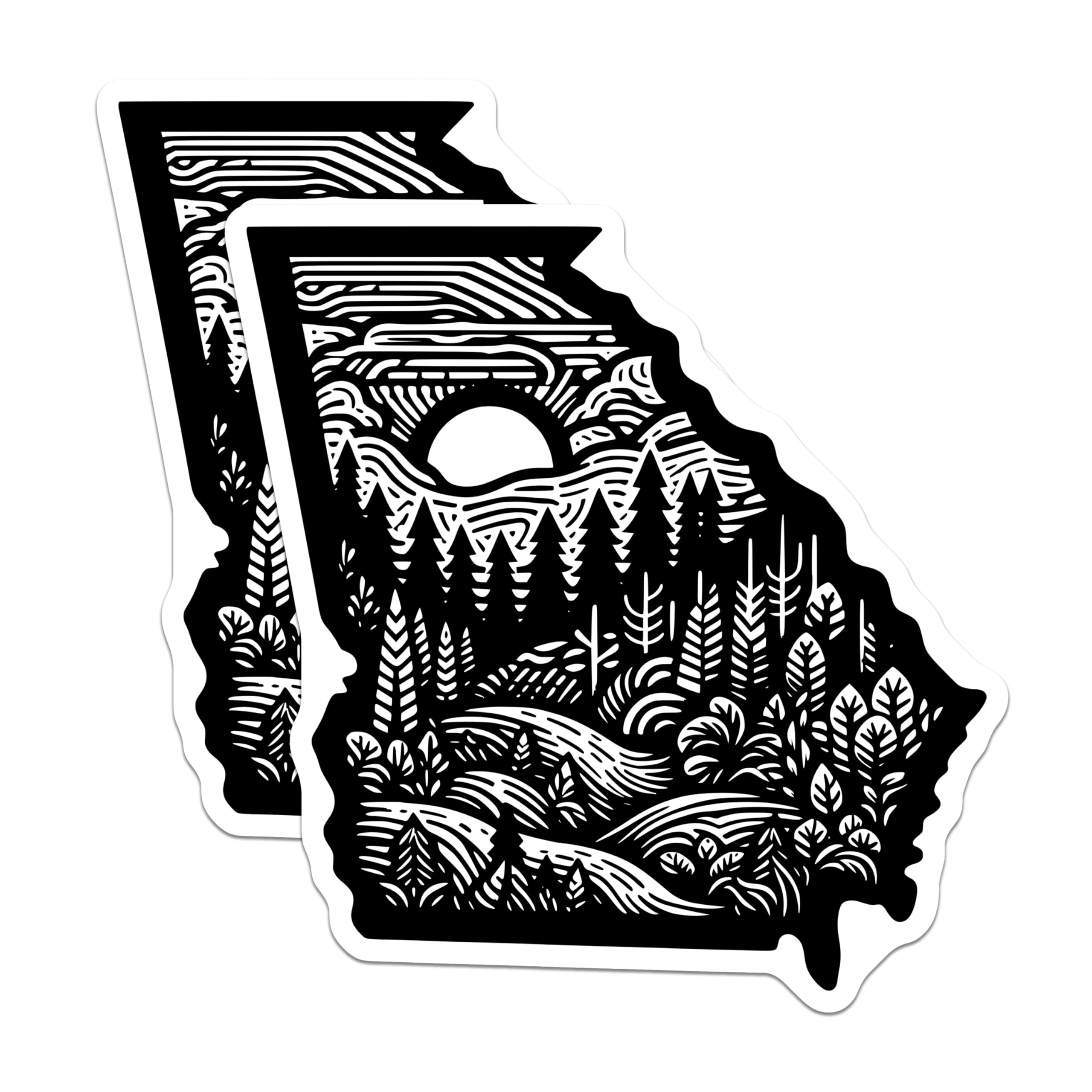 (2 Pack) Georgia State Magnets - Landscape Art - Souvenir Decoration - 5" On Longest Side - Premium Magnet - for Cars, Refrigerators, Toolboxes, Lockers - Made in USA - MAG18340