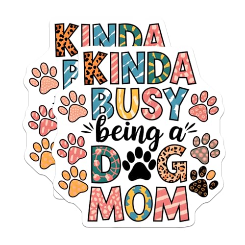 (2 Pack) Kinda Busy Being A Dog Mom Magnets - Cute Dog Mom Decor - Fun Paw Print Magnets for Dog Lovers - 5" On Longest Side - for Cars, Fridges, Toolboxes - Made in USA - MAG7142
