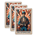 (3 Pack) Veteran Dad Decals - Patriotic Skull Sticker - Military Memorial Decor - 3 Inches On Longest Side - Easy Peel & Apply - Made in USA - 3MCS4282
