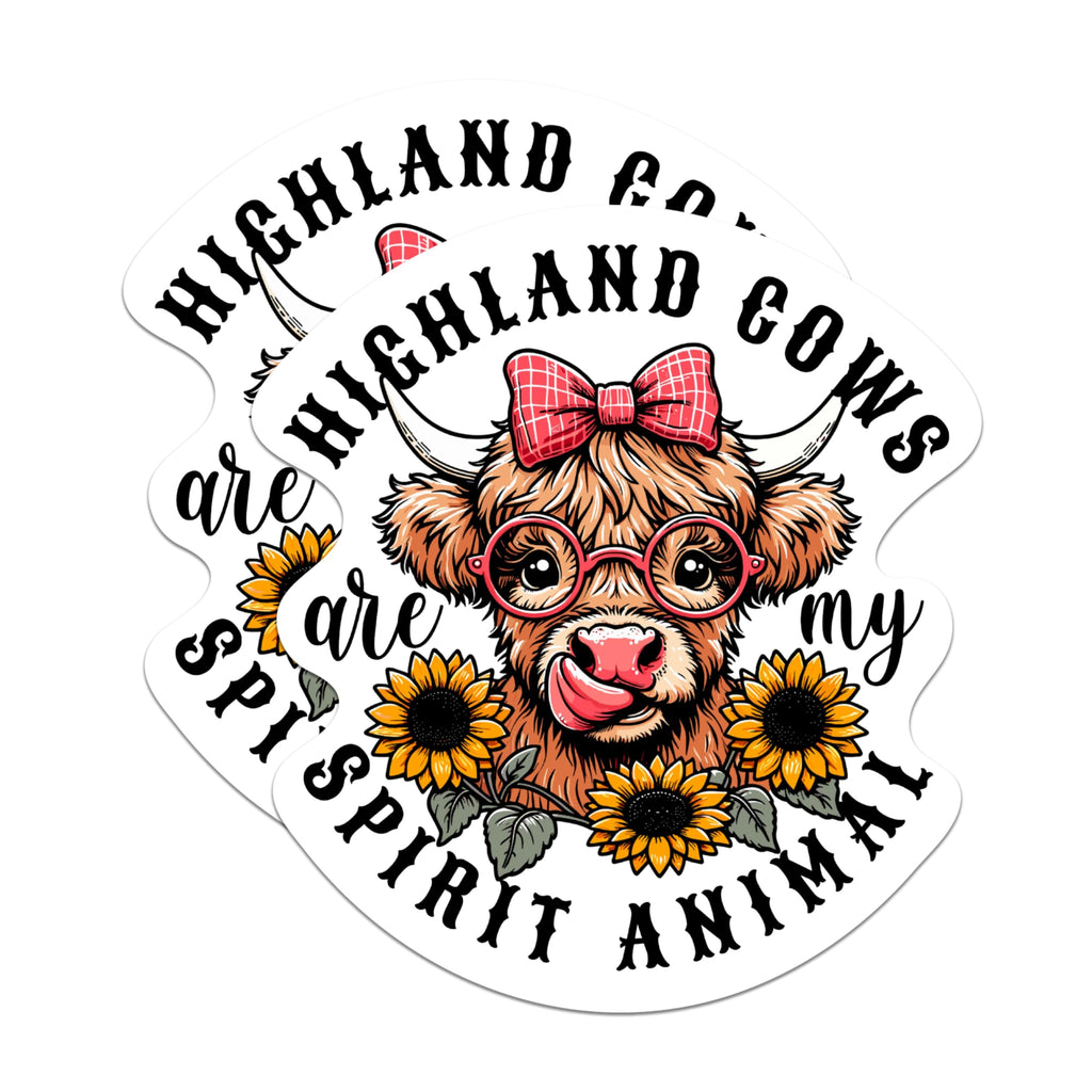 (2 Packs) Highland Cows are My Spirit Animal Magnets - Highland Cow Sunflowers Magnets - 5 Inches On Longest Side - Premium Magnet - for Fridges, Toolboxes, Cars - Made in USA - MAG2334
