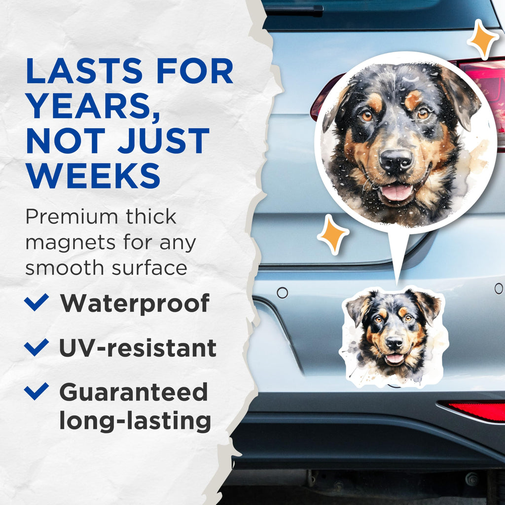 (2 Pack) Bernese Mountain Dog Magnets - Watercolor Dog Lover Art - Fridge Kitchen Decor - 5 Inches On Longest Side - Thick Durable Magnet - Made in USA - MAG26752