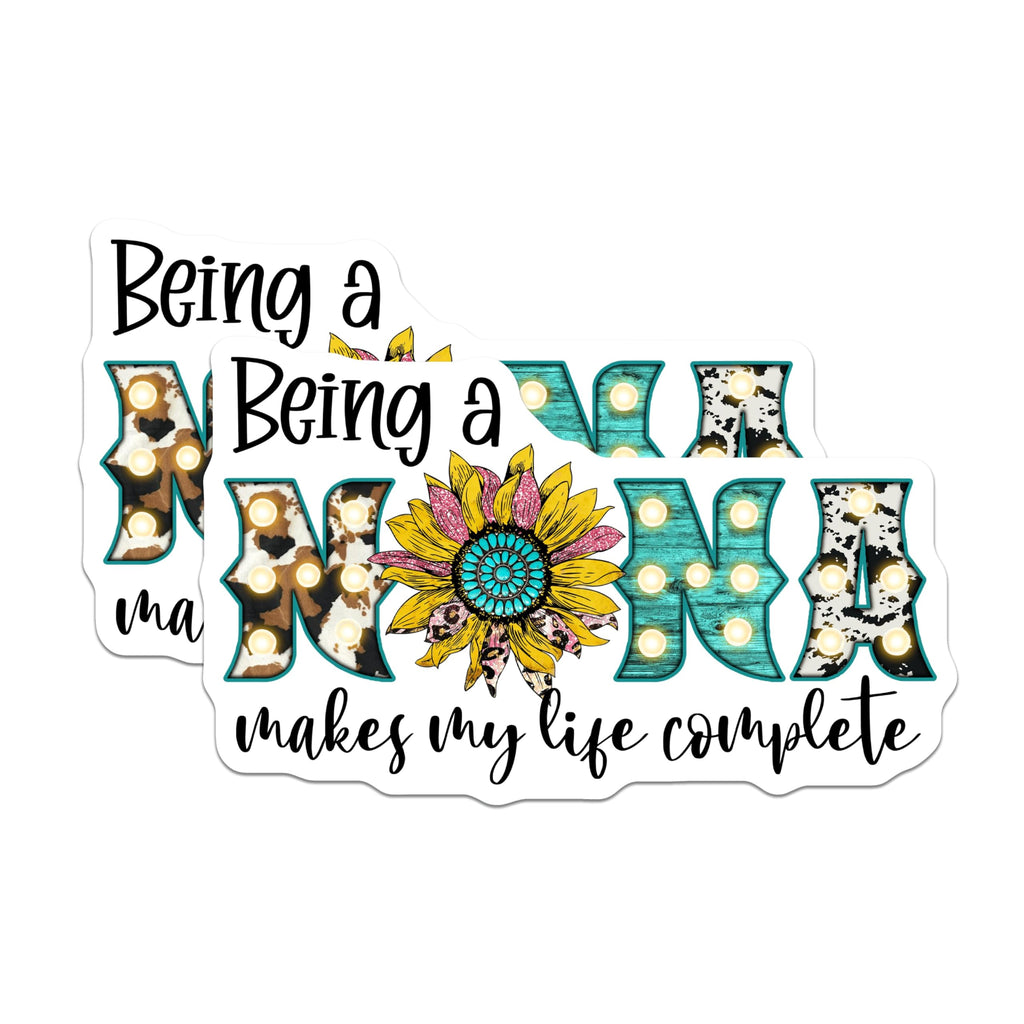 (2 Pack) Nonna Magnets - Being a Nonna Makes My Life Complete - Sunflower Cowhide Grandma Decor - 5 Inches On Longest Side - Thick Durable Magnet - Made in USA - MAG27777