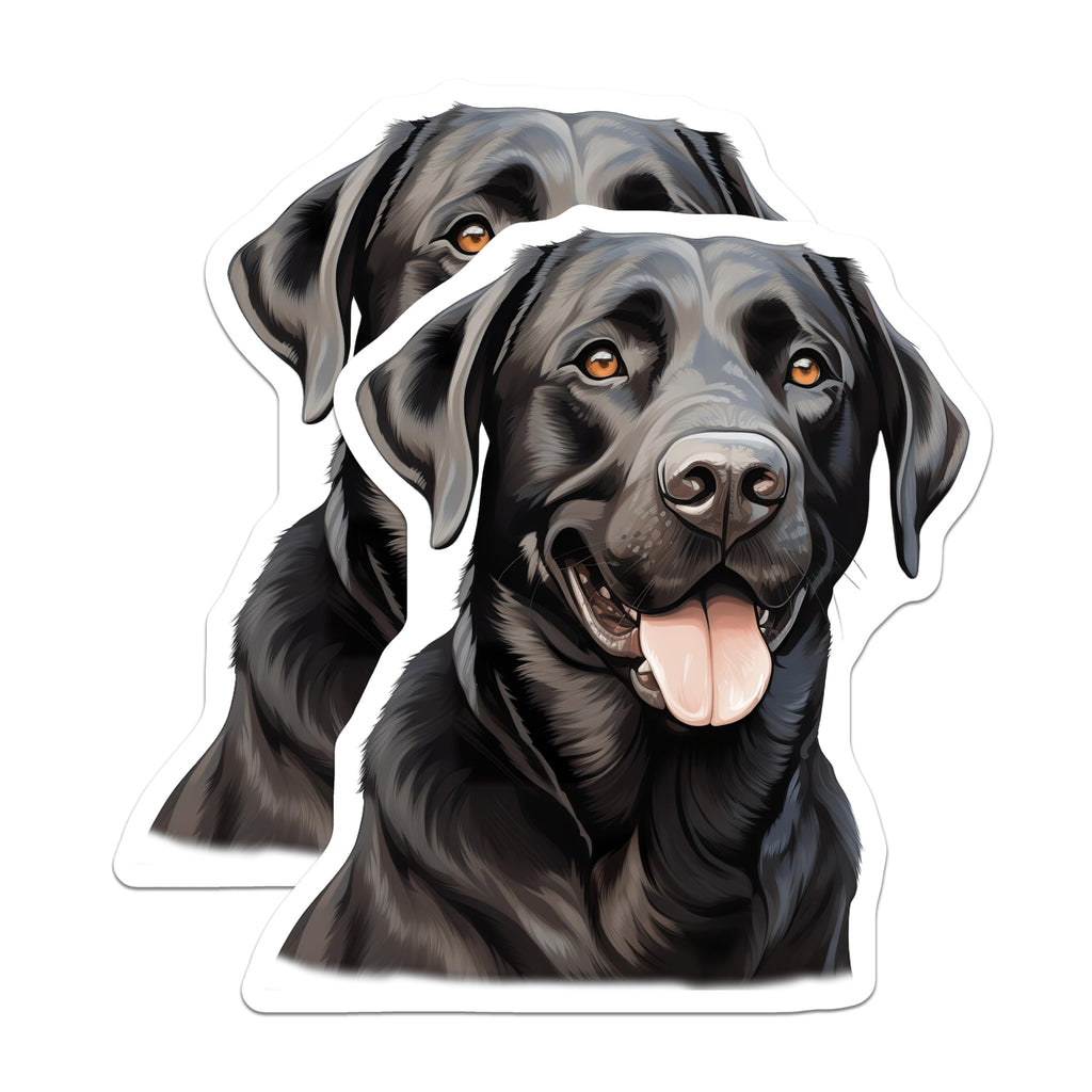 (2 Pack) Black Labrador Retriever Magnets - Happy Dog Lover Kitchen Decor - Pet Owner Fridge Magnet - 5 Inches On Longest Side - Thick Durable Magnet - Made in USA - MAG26434