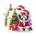 (2 Pack) Shih Tzu Christmas Magnets - Santa Dog Holiday Decor - Festive Pet Kennel Charm - 5 Inches On Longest Side - Thick Durable Magnet - Made in USA - MAG24062