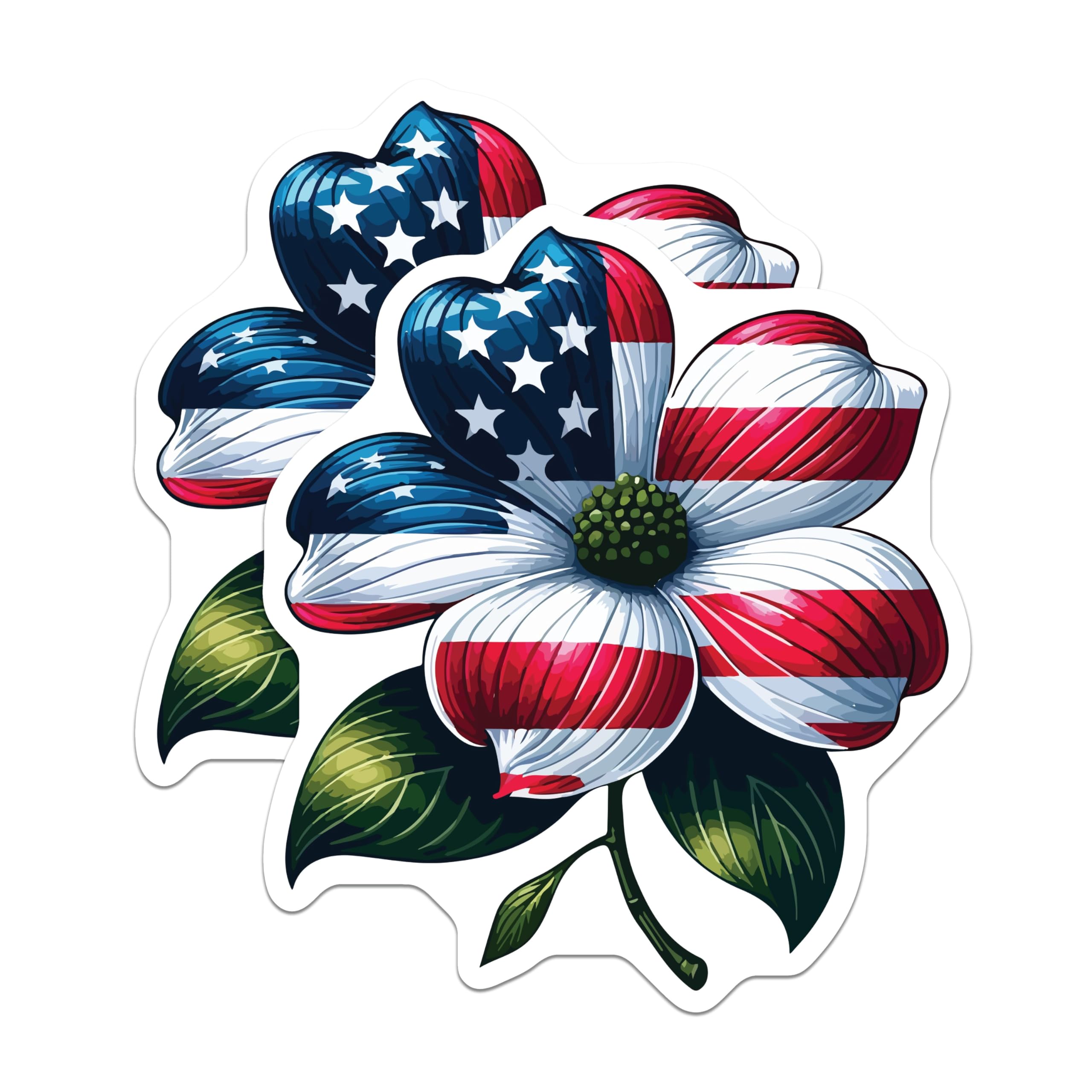 (2 Pack) USA Flag Floral Magnets - Patriotic Home Decor - Independence Day Celebration Item - 5 Inches On Longest Side - Thick Durable Magnet - Made in USA - MAG20059