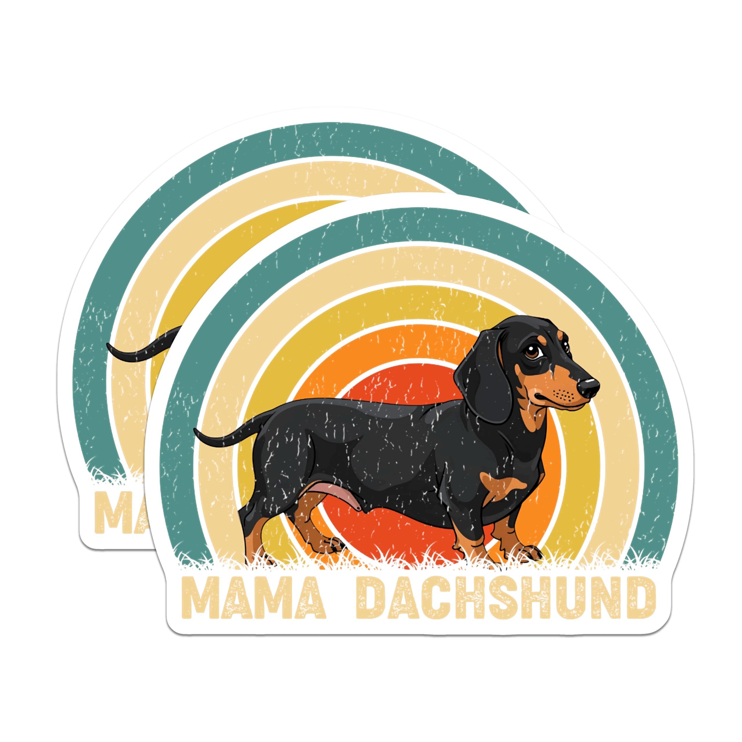 (2 Pack) Mama Dachshund Magnets - Wiener Dog Lover - Retro Dog Owner Decor - 5 Inches On Longest Side - Thick Durable Magnet - Made in USA - MAG23532