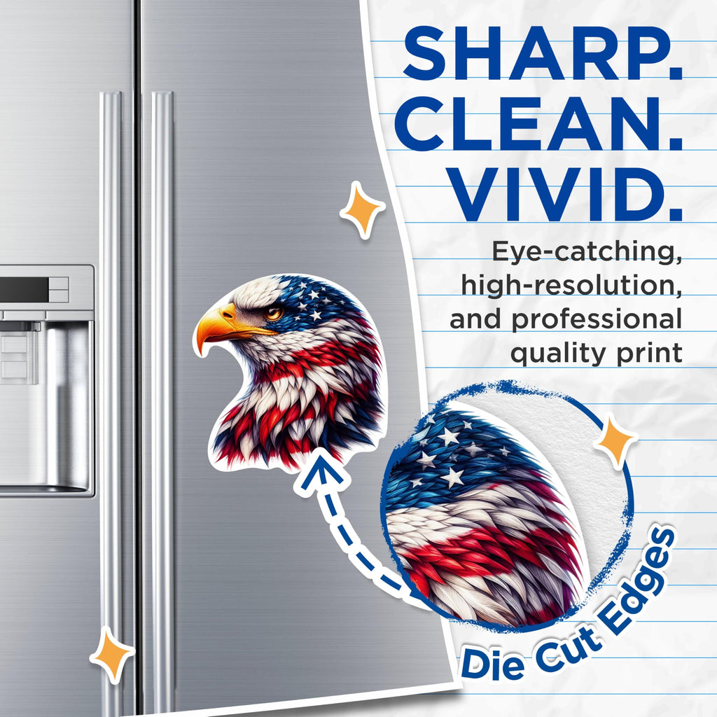 (2 Pack) Patriotic USA Flag Bald Eagle Screaming Eagle Magnets - USA Flag - 5 Inches On Longest Side - Premium Magnet - for Cars, Refrigerators, Toolboxes - Made in USA - MAG2111